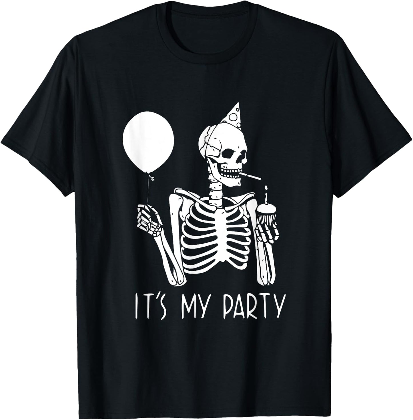 Its My Party Lazy Halloween Costume Skeleton Skull Birthday T-Shirt - T-Shirt | Black