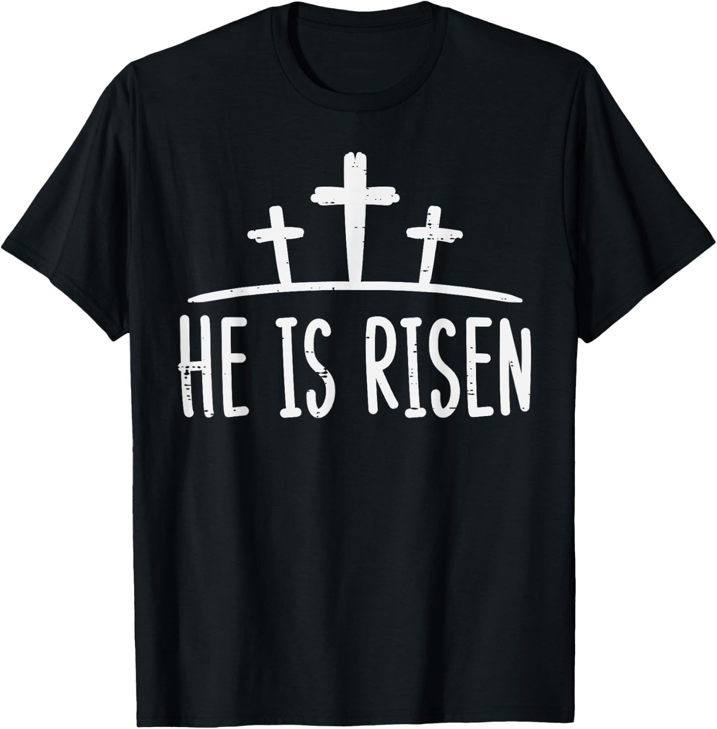 Easter He Is Risen Cross Religious Christian Men Women Kids T-Shirt - T-Shirt | Black