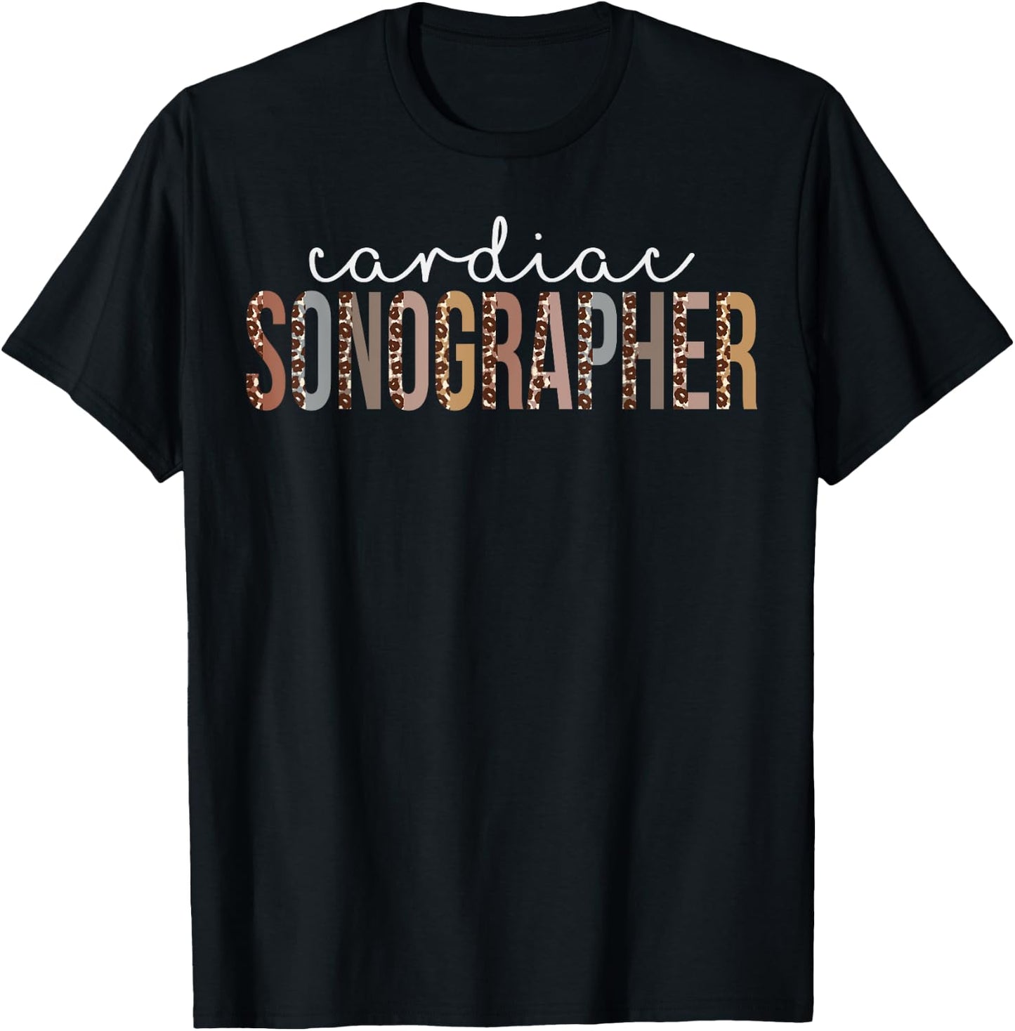 Leopard Cardiac Sonographer Appreciation healthcare workers T-Shirt - T-Shirt | Black