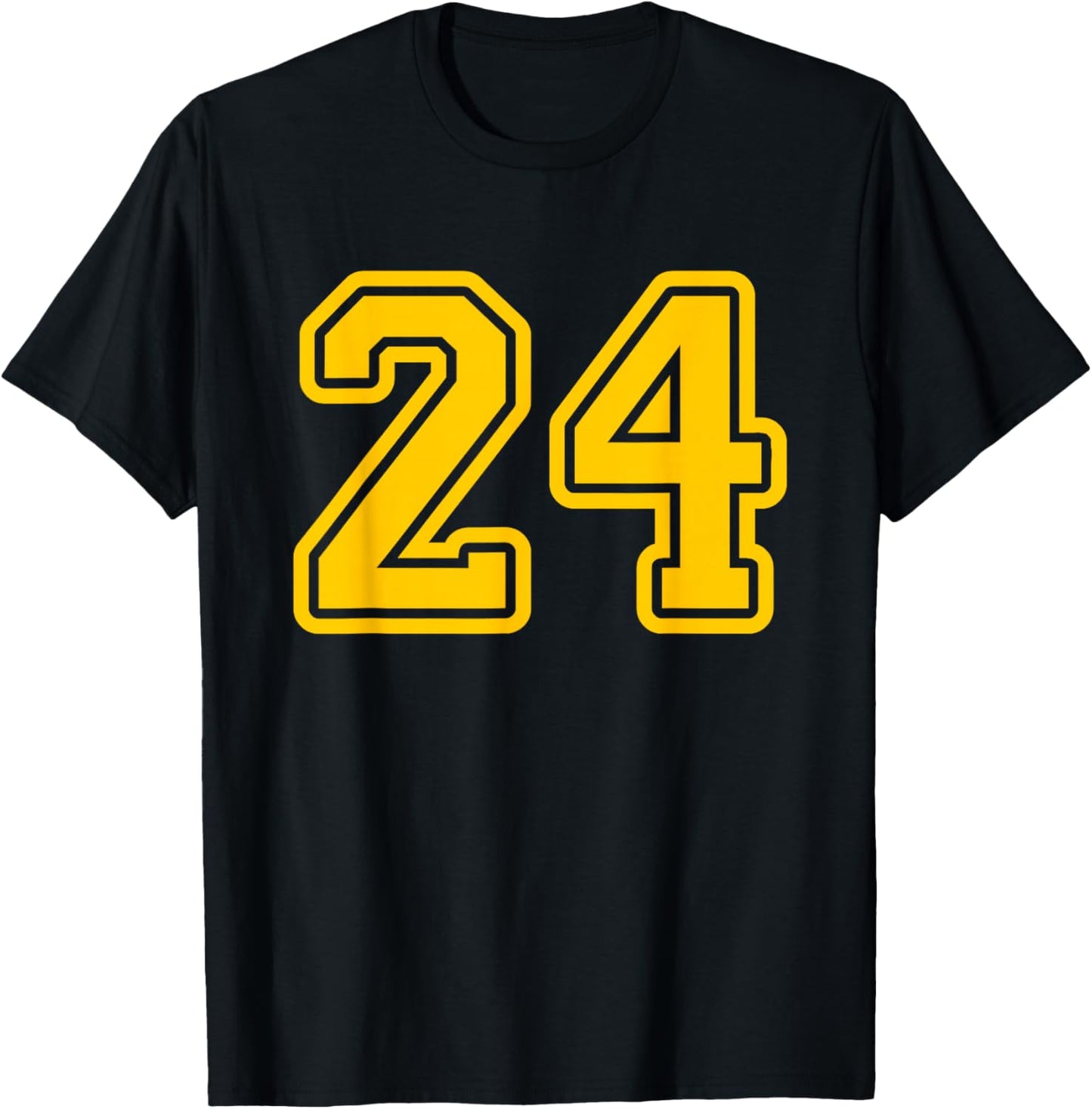Number #24 Yellow Sport Varsity Number 24 T-Shirt - T-Shirt | Black