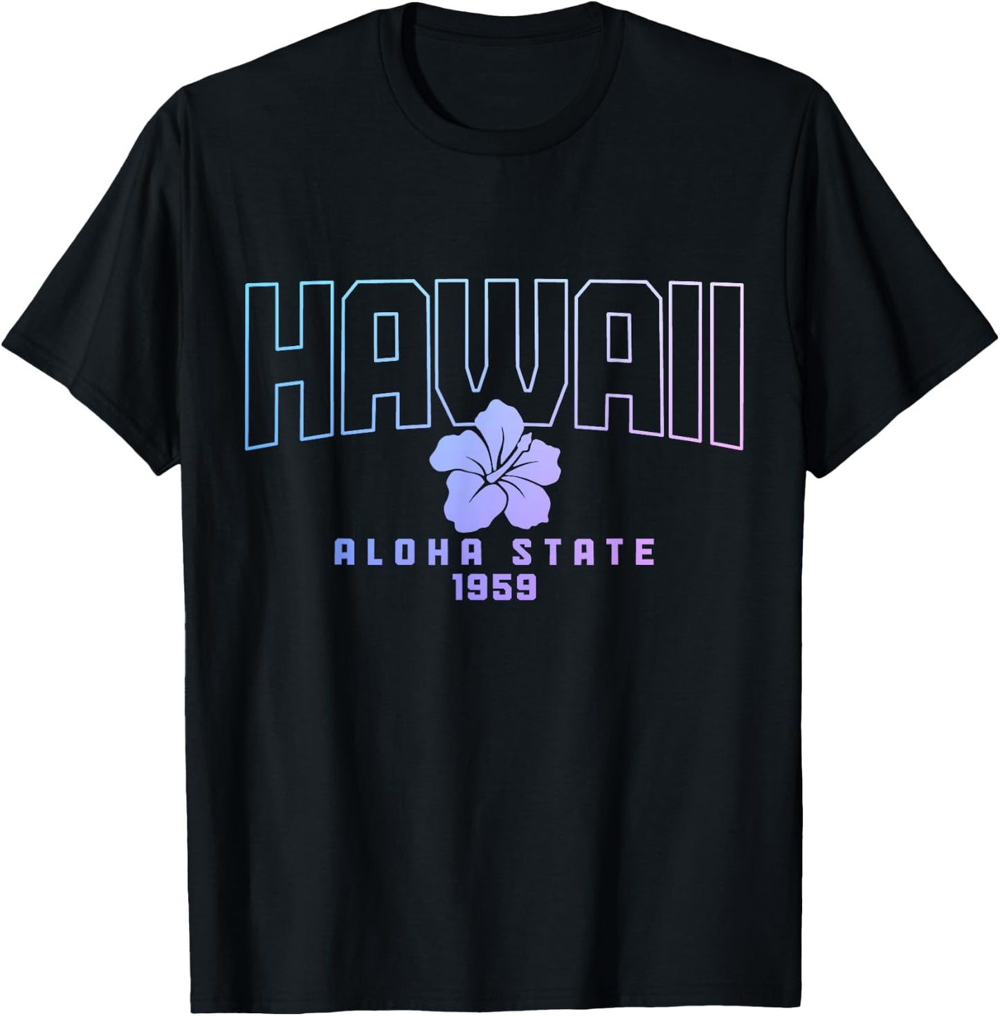 Hawaii Aloha State Hibiscus Surf Surfer Maui Kauai Hawaiian T-Shirt - T-Shirt | Black