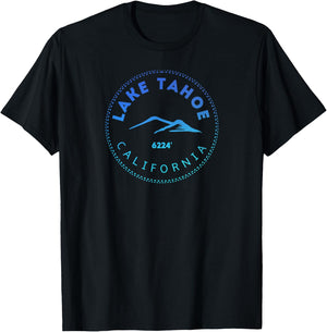 Lake Tahoe California Retro Mountain T-Shirt - T-Shirt | Black