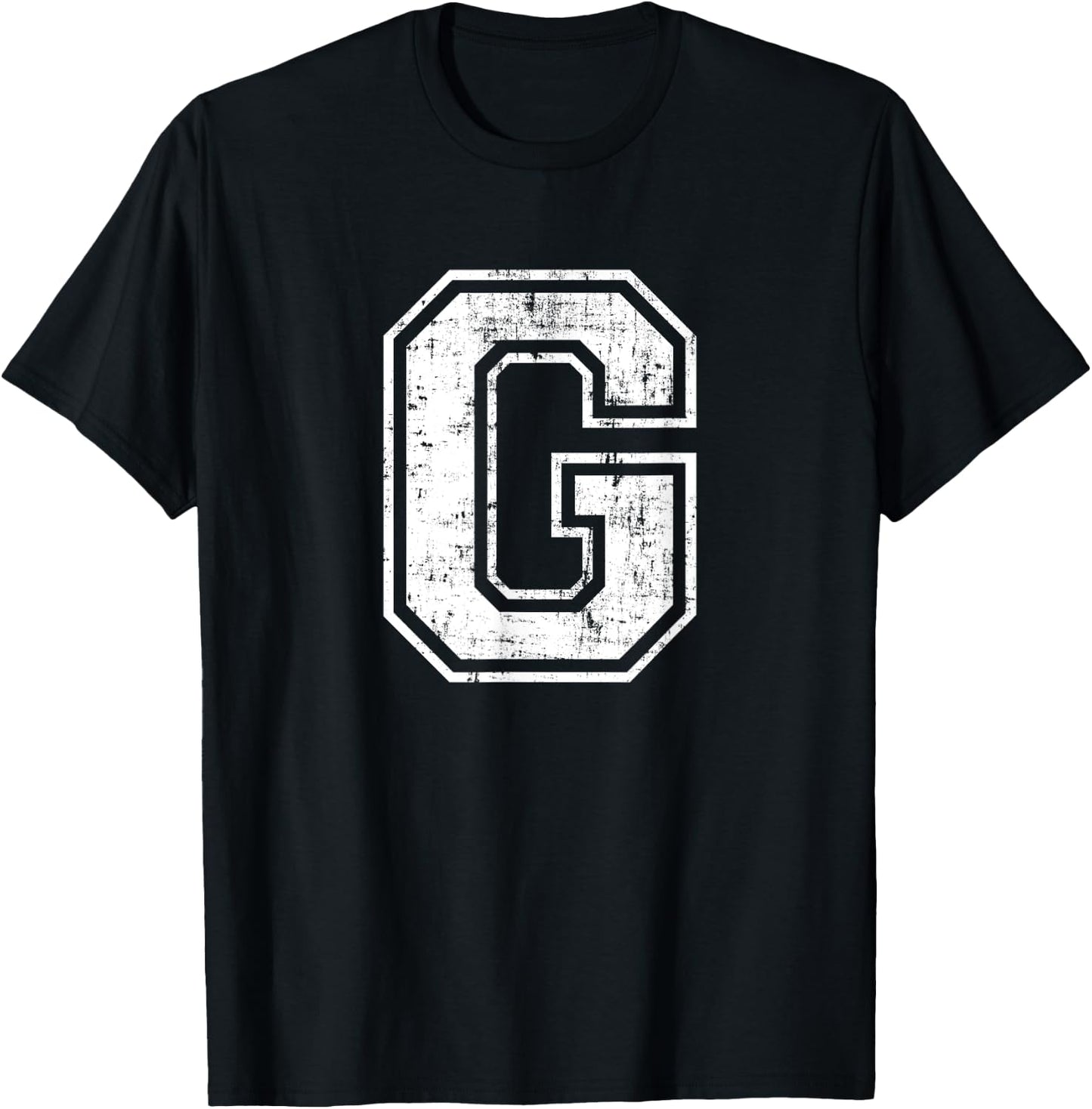 Letter G Uppercase Alphabet Initial School College Varsity T-Shirt - T-Shirt | Black