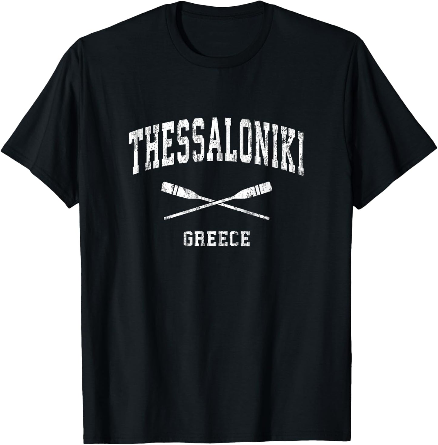 Thessaloniki Greece Vintage Nautical Paddles Sports Oars T-Shirt - T-Shirt | Black