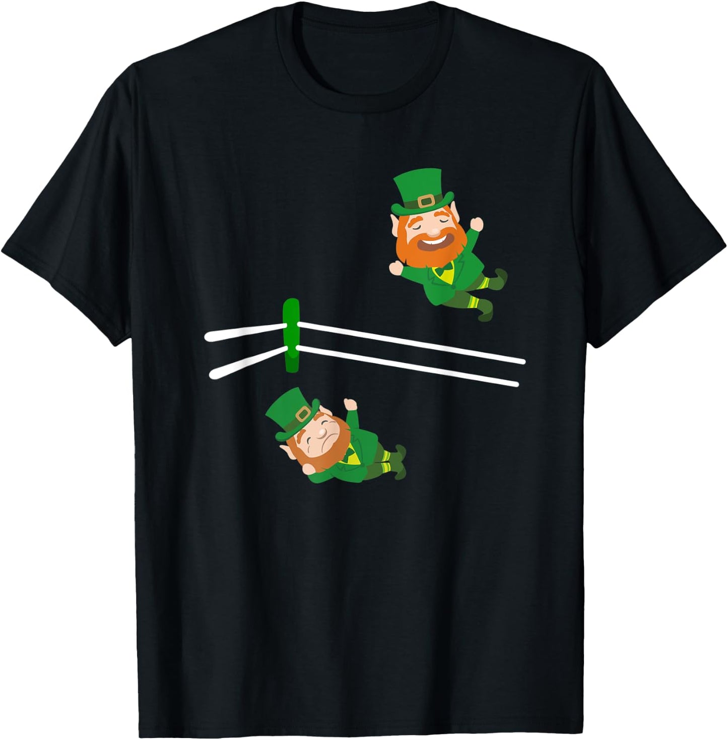 Funny Leprechaun Wrestling St Patricks Day T-Shirt - T-Shirt | Black