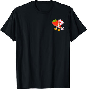 Strawberry Shortcake Classic Vintage Big Strawberry Pocket T-Shirt - T-Shirt | Black
