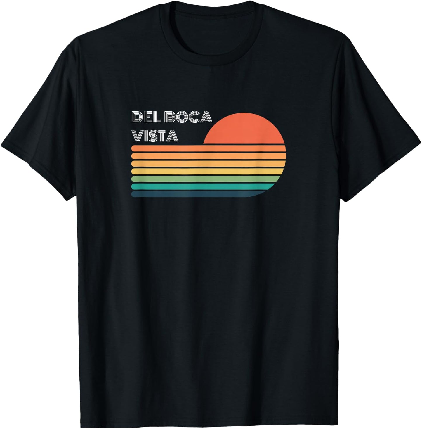 Del Boca Vista Retro Sunset Funny T-Shirt - T-Shirt | Black
