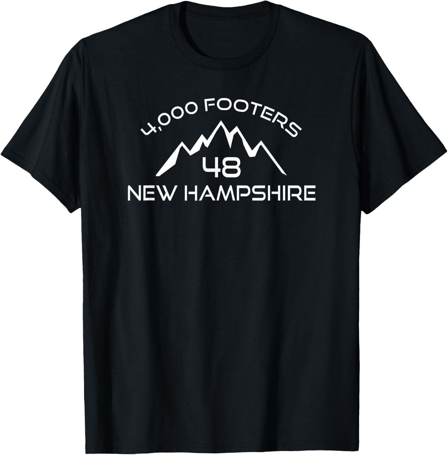 Esskay Designs New Hampshire -Adults Black Cotton Polyester Mountain Small Short Sleeve Classic Fit Lightweight Modern Outdoor Hiking Mountain T-Shirt - T-Shirt | Black