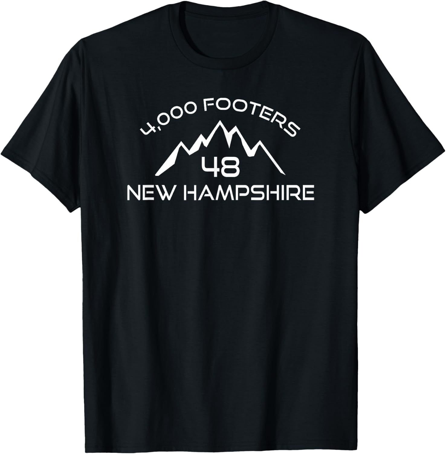 Esskay Designs New Hampshire -Adults Black Cotton Polyester Mountain Small Short Sleeve Classic Fit Lightweight Modern Outdoor Hiking Mountain T-Shirt - T-Shirt | Black