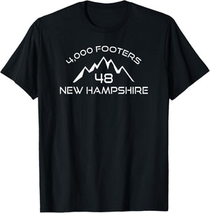 Esskay Designs New Hampshire -Adults Black Cotton Polyester Mountain Small Short Sleeve Classic Fit Lightweight Modern Outdoor Hiking Mountain T-Shirt - T-Shirt | Black