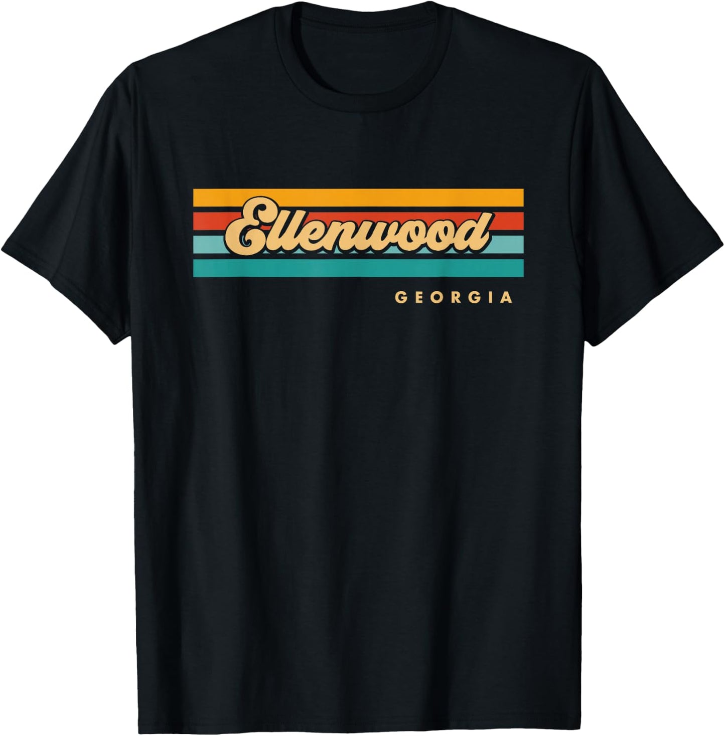 Vintage Sunset Stripes Ellenwood, Georgia T-Shirt - T-Shirt | Black