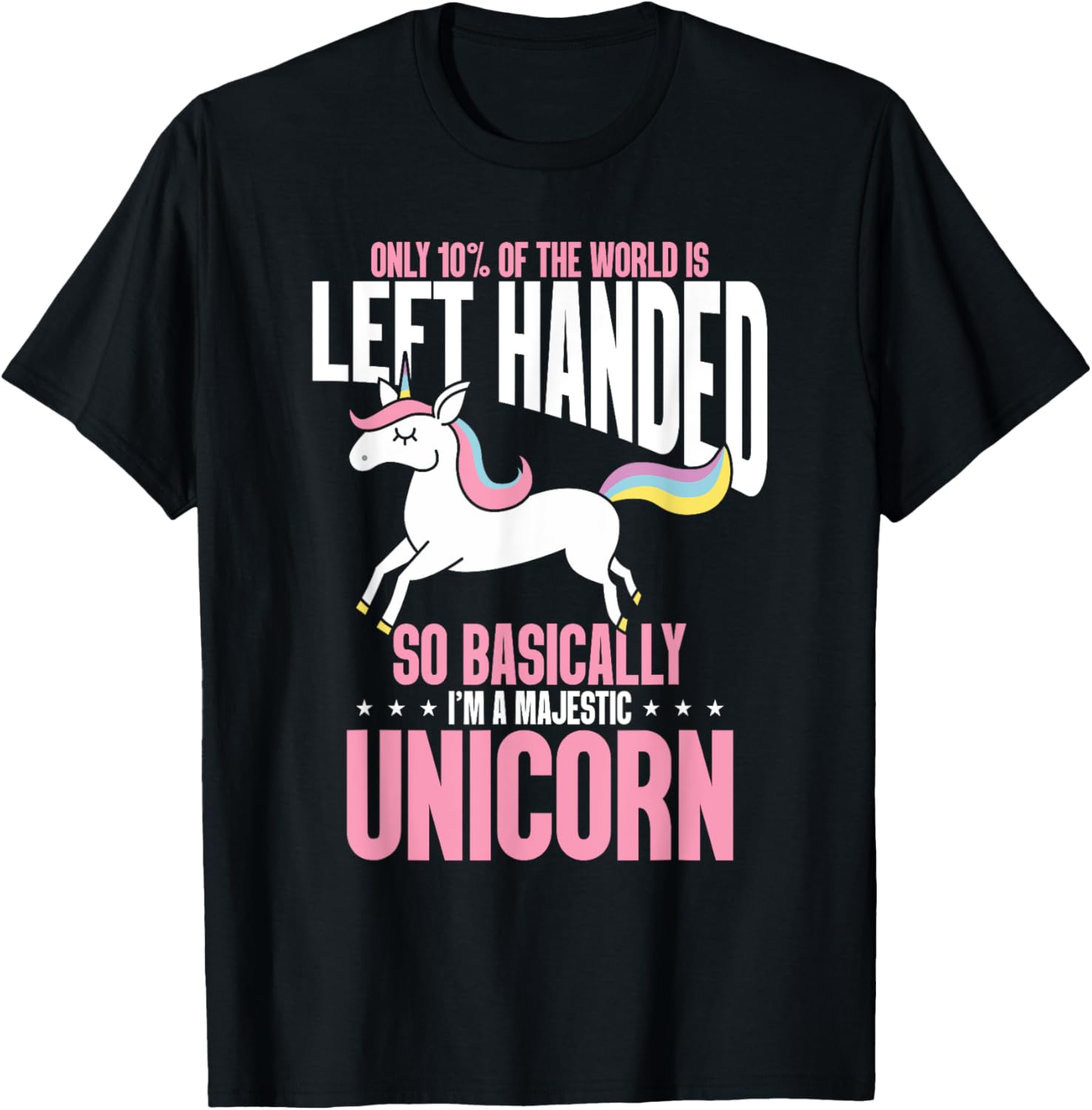 Funny Left Handed So Basically I'm a Majestic Unicorn T-Shirt - T-Shirt | Black