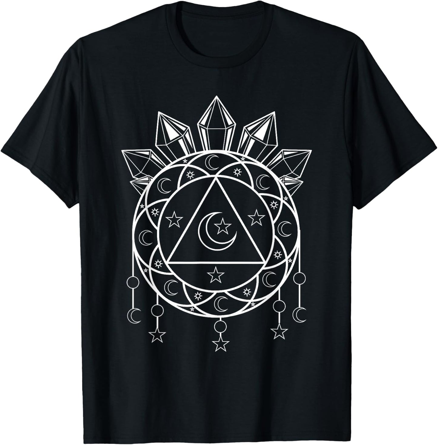 Pagan Crystals Astrology Moon Dark Magic Occult T-Shirt - T-Shirt | Black