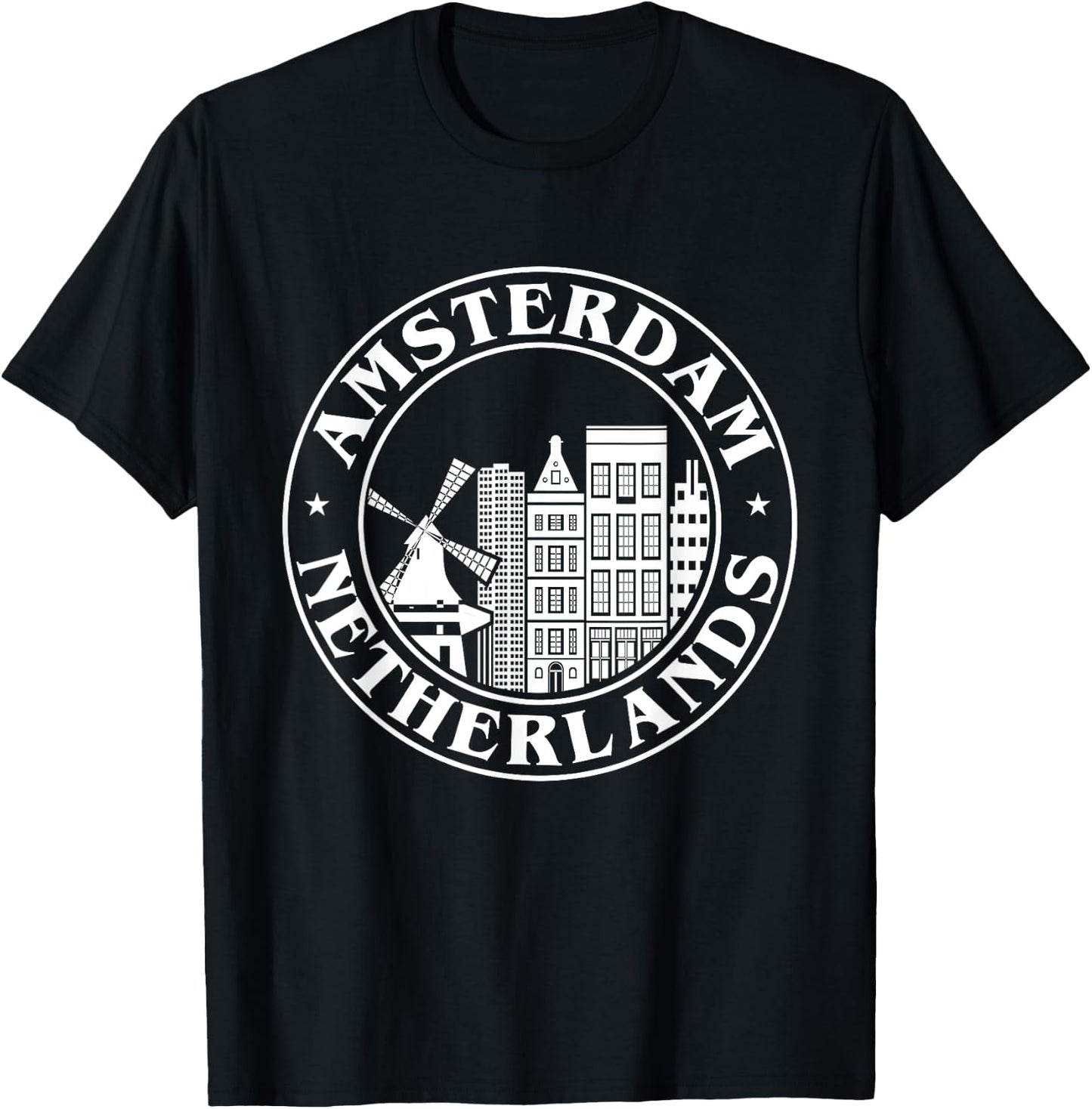Amsterdam Holland Skyline Amsterdam Netherlands T-Shirt - T-Shirt | Black