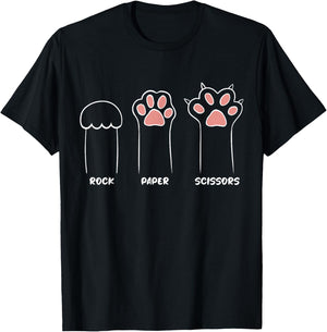 Rock Paper Scissors Cat Paws Cat Lover Funny Cat T-Shirt - T-Shirt | Black