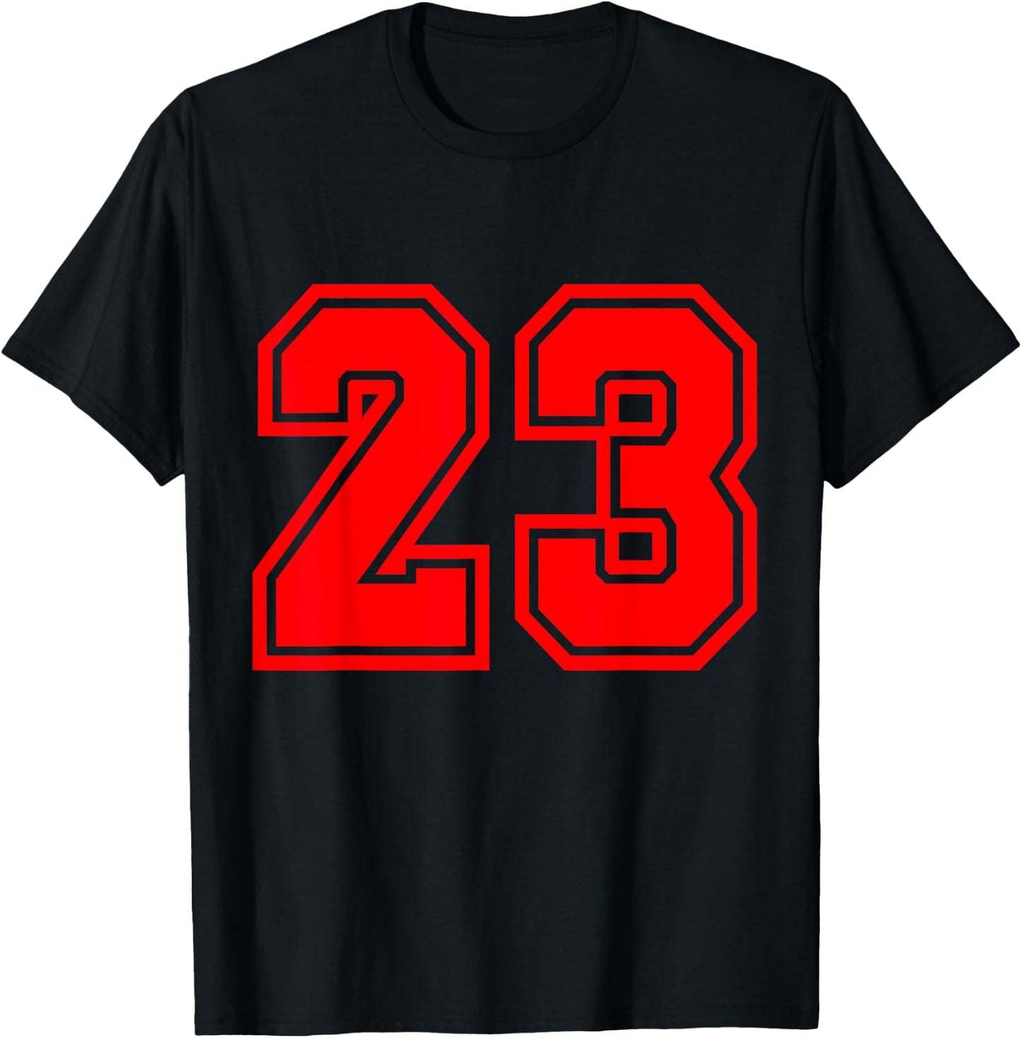 Number #23 Red Varsity Favorite Number T-Shirt - T-Shirt | Black