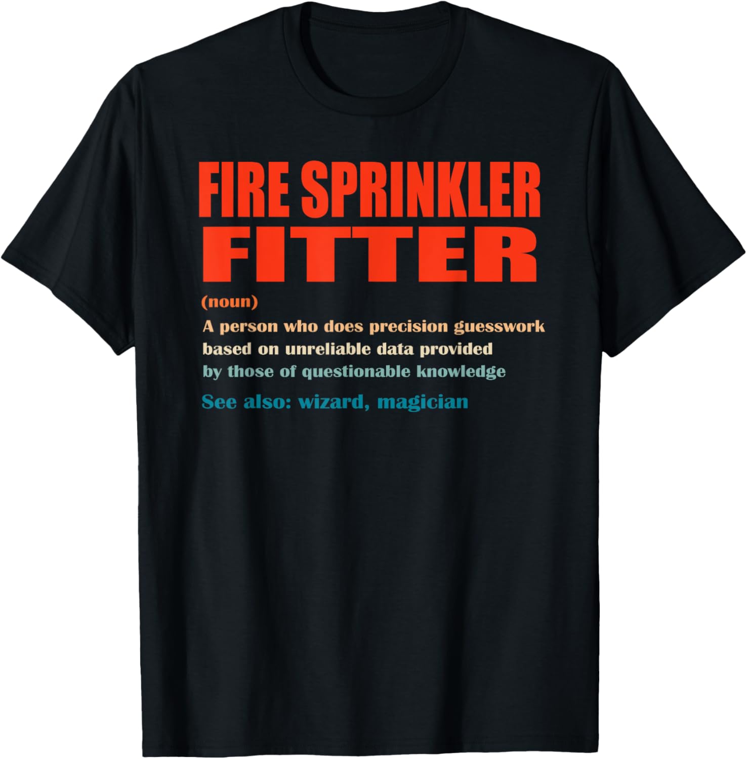 Fire Sprinkler Fitter Vintage Definition Wizard Magician T-Shirt - T-Shirt | Black