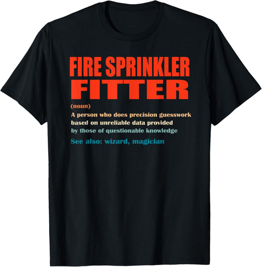 Fire Sprinkler Fitter Vintage Definition Wizard Magician T-Shirt - T-Shirt | Black