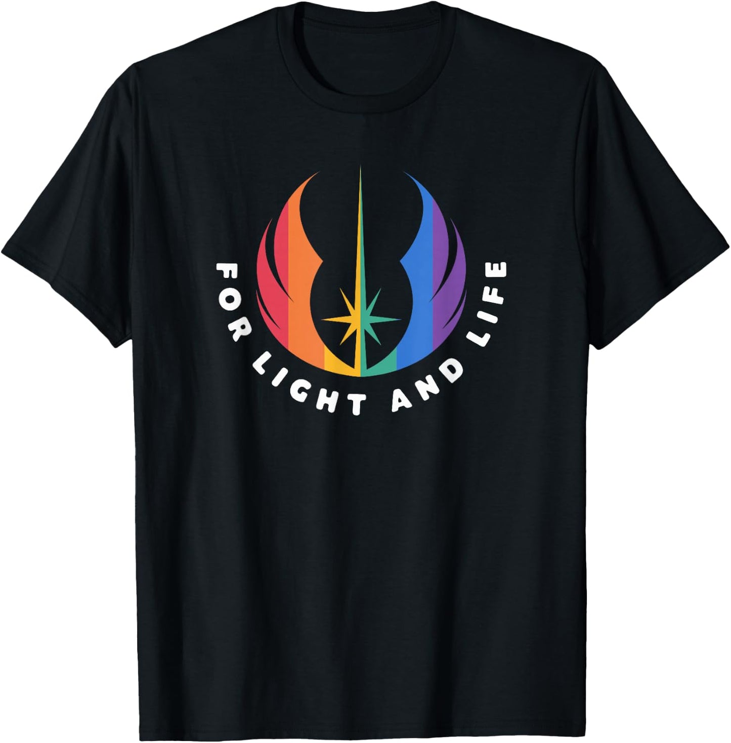 Star Wars Jedi Rainbow Symbol For Light And Life T-Shirt - T-Shirt | Black