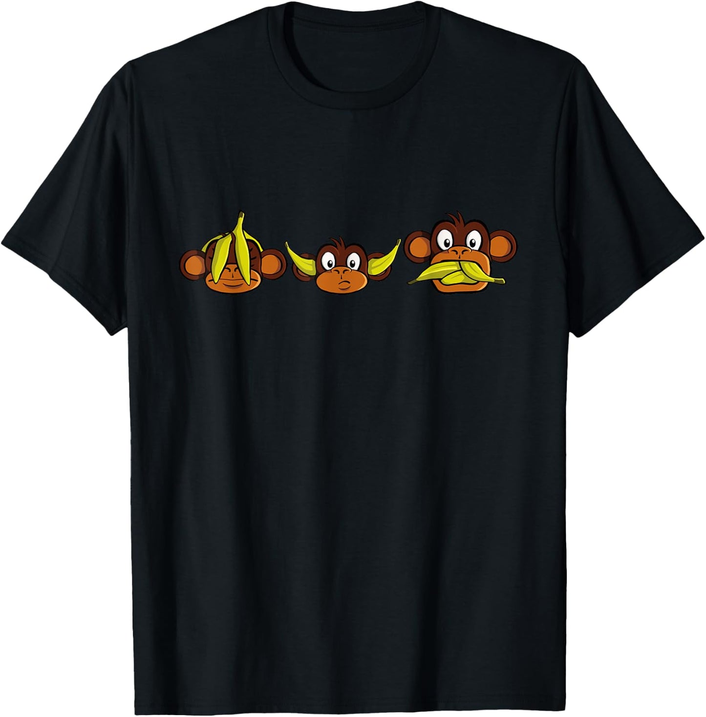 Three Wise Monkeys, See No Evil, Hear No Evil, Say No Evil T-Shirt - T-Shirt | Black