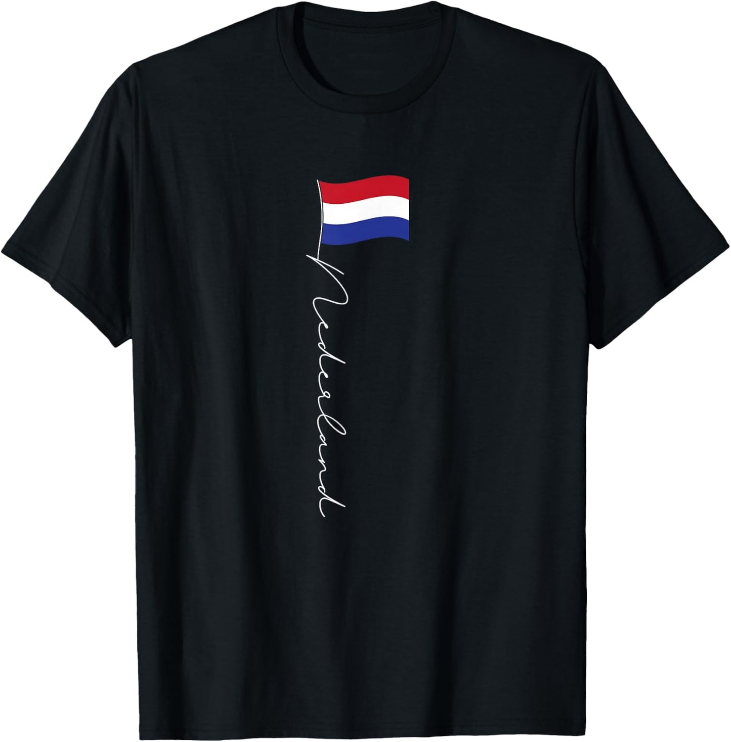 Family Heritage Gifts Netherlands Signature Flag Pole - Patriotic Dutch Flag T-Shirt - T-Shirt | Black