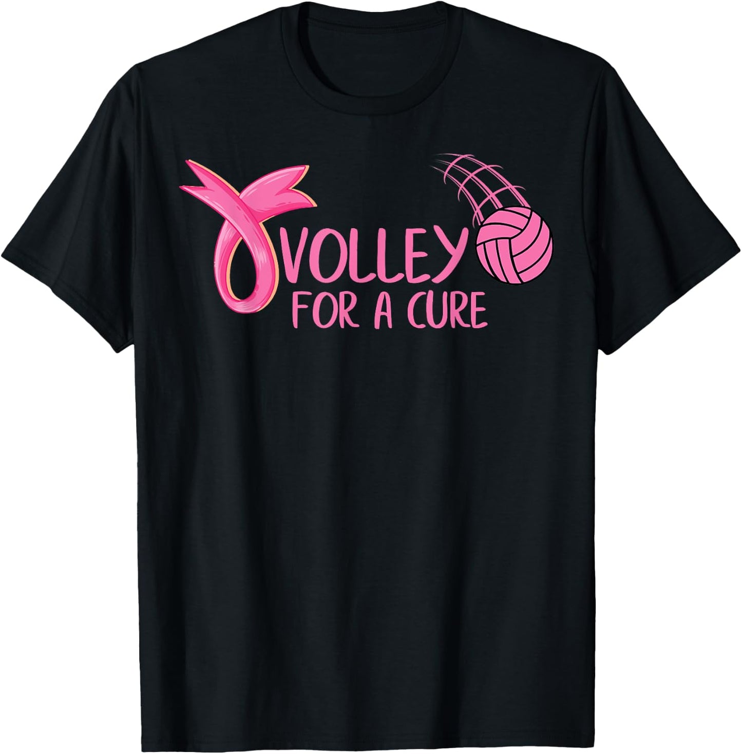 Volley For A Cure Volleyball Breast Cancer Awareness T-Shirt - T-Shirt | Black