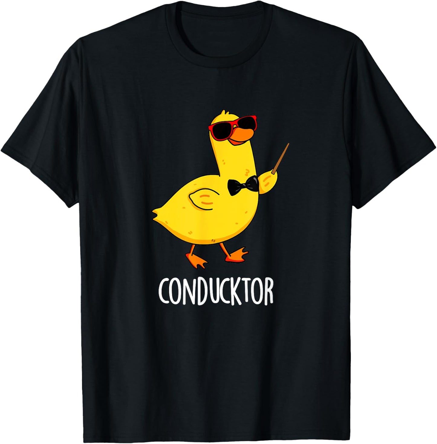 Con-duck-tor Funny Conductor Duck Pun T-Shirt - T-Shirt | Black