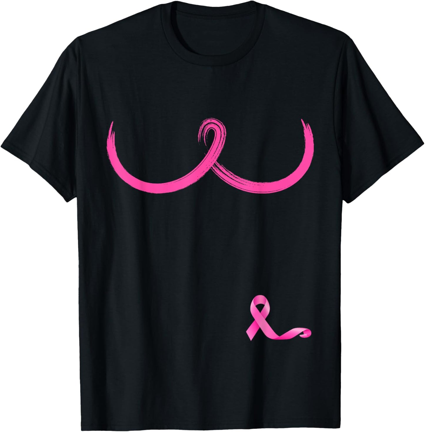 Pink Ribbon Boobs Support Women Breast Cancer Awareness T-Shirt - T-Shirt | Black
