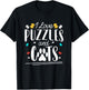I Love Jigsaw Puzzles And Cats Funny Puzzler Cute Puzzling T-Shirt - T-Shirt | Black