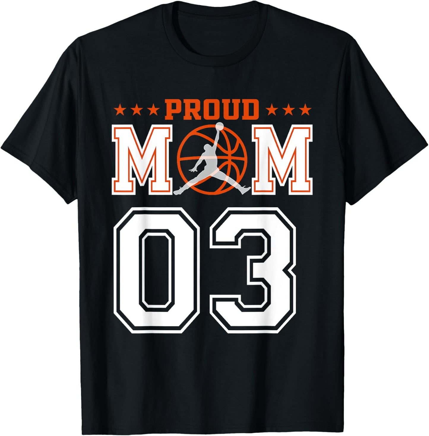 Custom Number 03 Proud Basketball Mom Personalized Sport Lov T-Shirt - T-Shirt | Black