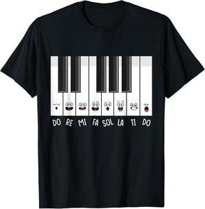 Funny Piano Keys Do Re Mi Fa Sol La Ti Do Solfege Sing Class T-Shirt - T-Shirt | Black