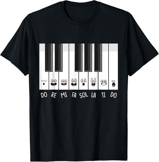 Funny Piano Keys Do Re Mi Fa Sol La Ti Do Solfege Sing Class T-Shirt - T-Shirt | Black