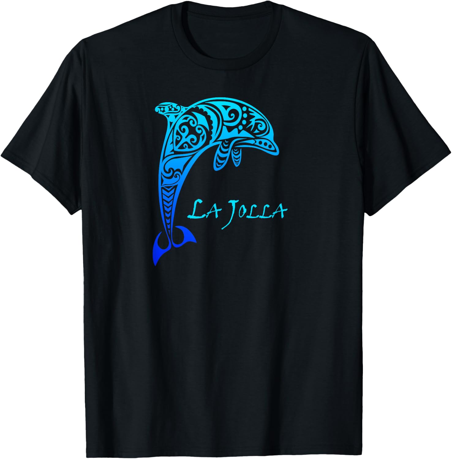 La Jolla, California Vintage Vacation Retro Tribal Dolphin T-Shirt - T-Shirt | Black