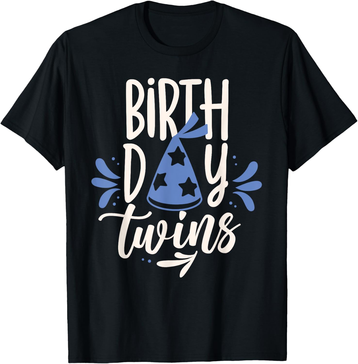 Birthday Twin Identical Twins Boy Girl -Adults Twin-themed Birthday Black Small Crew Collar Modern Short Sleeve T-Shirt - T-Shirt | Black