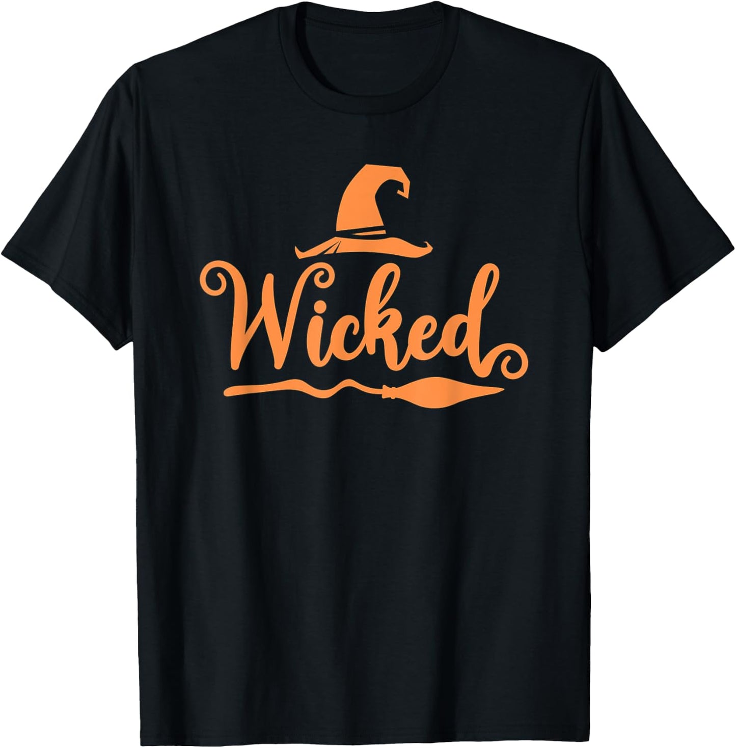 Wicked with Witch Hat in orange Halloween T-Shirt - T-Shirt | Black