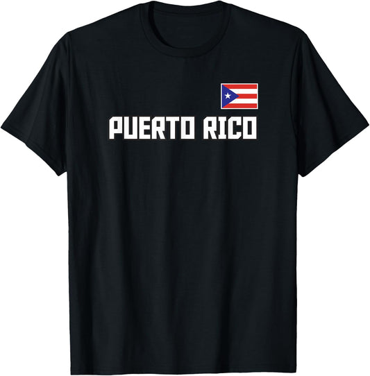 Puerto Rico Flag Puerto Rican Pride Athletic Style Country T-Shirt - T-Shirt | Black