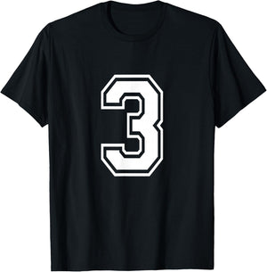 Number 3 Varsity Sports Team Jersey 3rd Birthday 3 Years T-Shirt - T-Shirt | Black