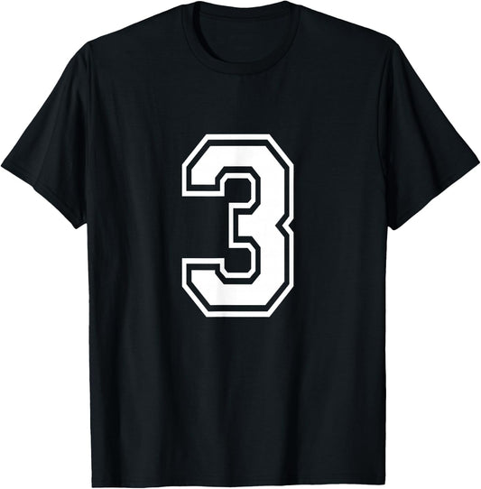 Number 3 Varsity Sports Team Jersey 3rd Birthday 3 Years T-Shirt - T-Shirt | Black