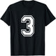 Number 3 Varsity Sports Team Jersey 3rd Birthday 3 Years T-Shirt - T-Shirt | Black