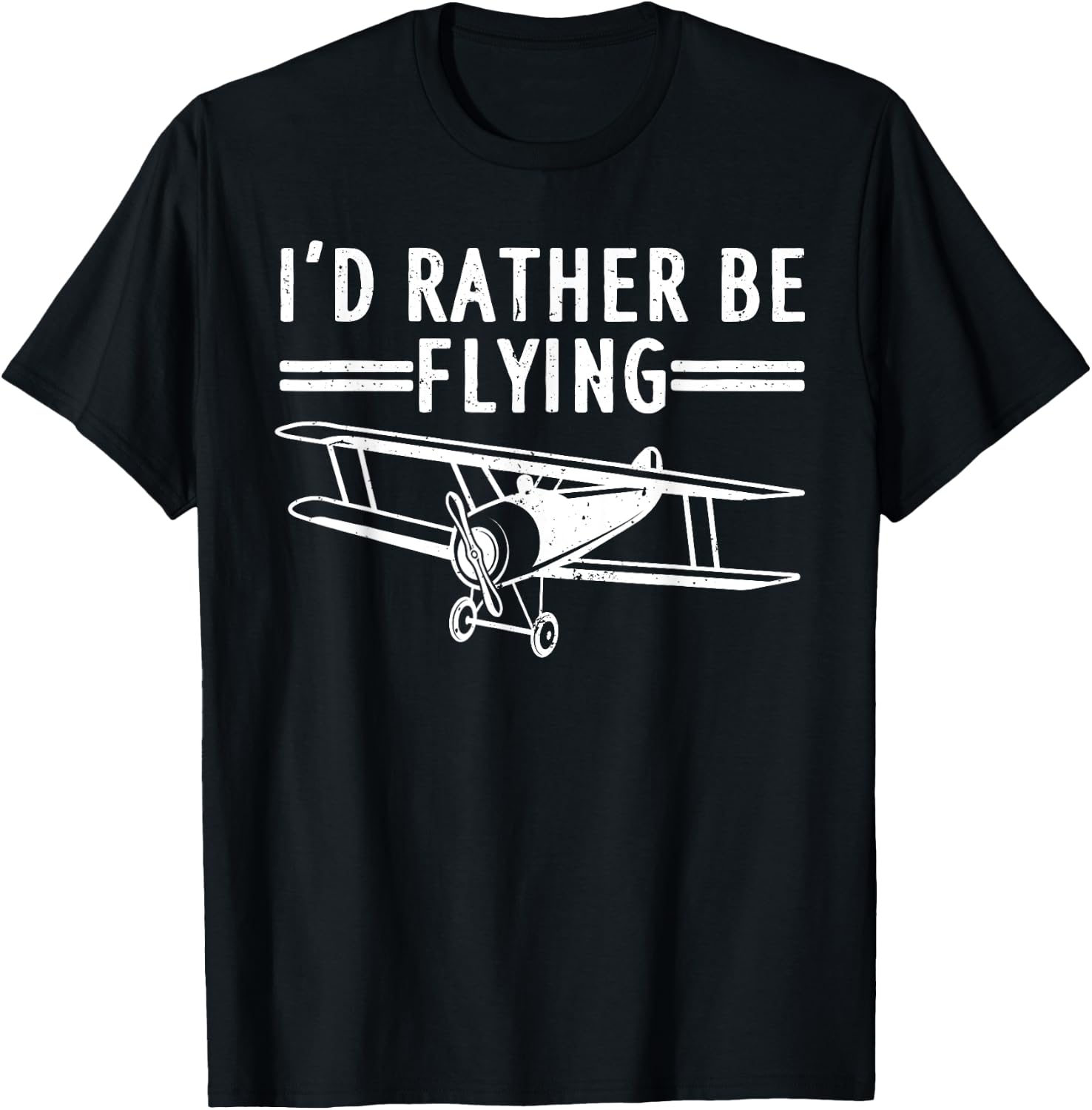 Cool Pilot Gift Airplane Plane Stuff & Accessories -Adults, Kids Black Short Sleeve Modern Novelty 'I'd Rather be Flying' T-Shirt - T-Shirt | Black