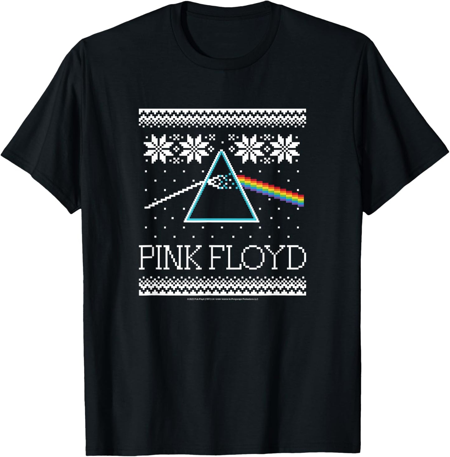 Pink Floyd - The Dark Side Of The Moon Christmas Pattern T-Shirt - T-Shirt | Black