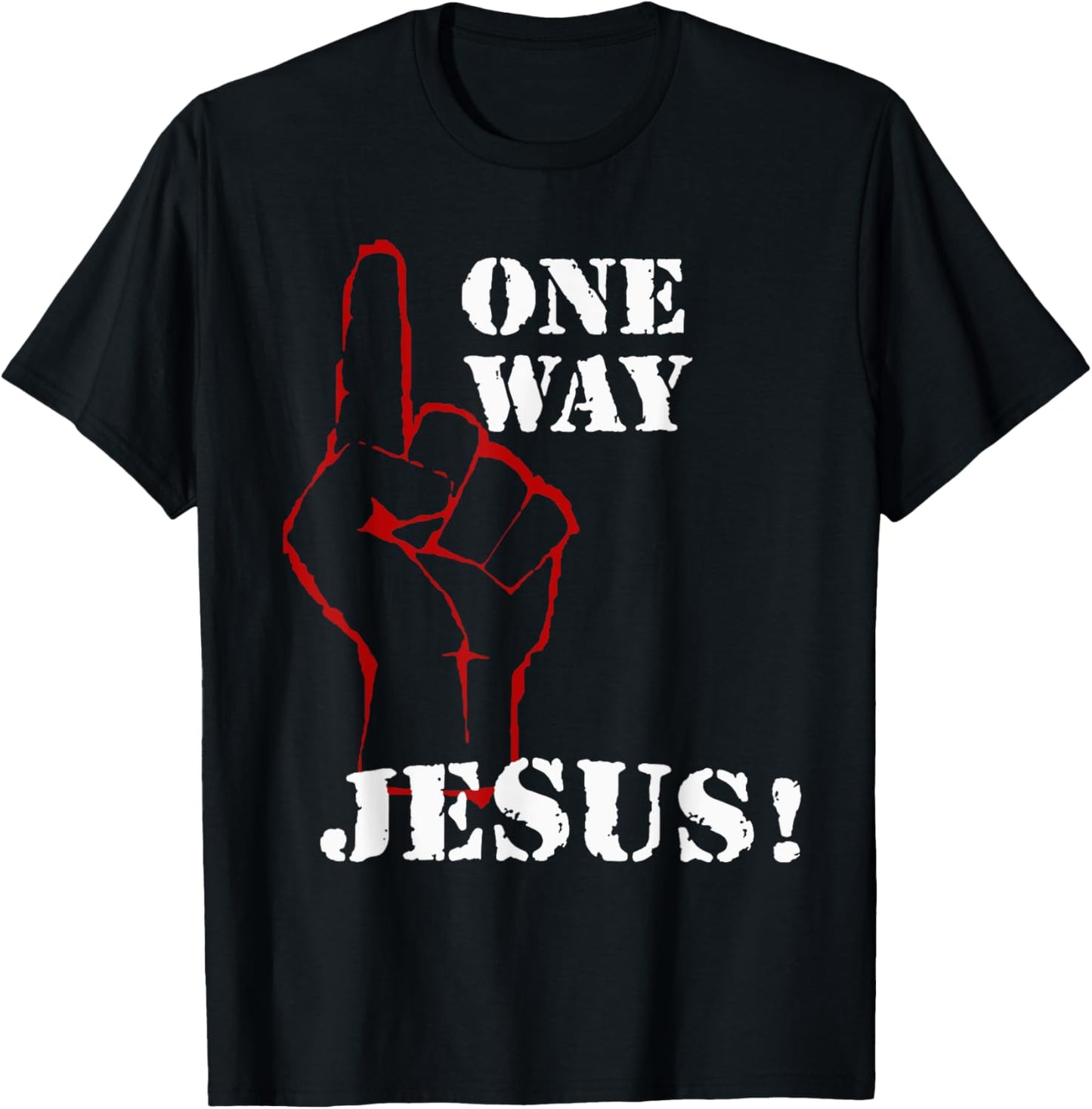One Way Jesus People Christian Revolution Finger Up Retro T-Shirt - T-Shirt | Black