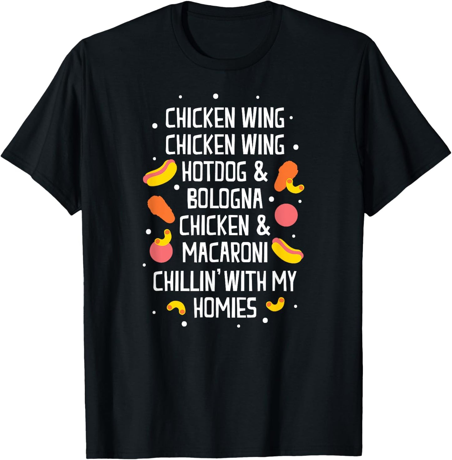 Chicken Hot Dog Bologna Macaroni Men Women Kids T-Shirt - T-Shirt | Black