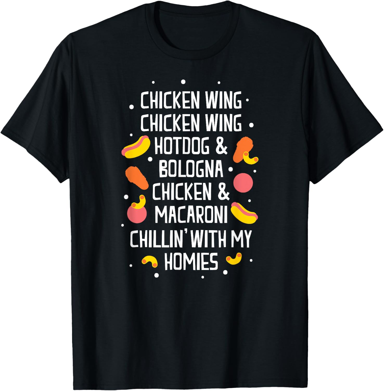 Chicken Hot Dog Bologna Macaroni Men Women Kids T-Shirt - T-Shirt | Black