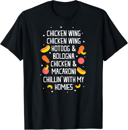 Chicken Hot Dog Bologna Macaroni Men Women Kids T-Shirt - T-Shirt | Black