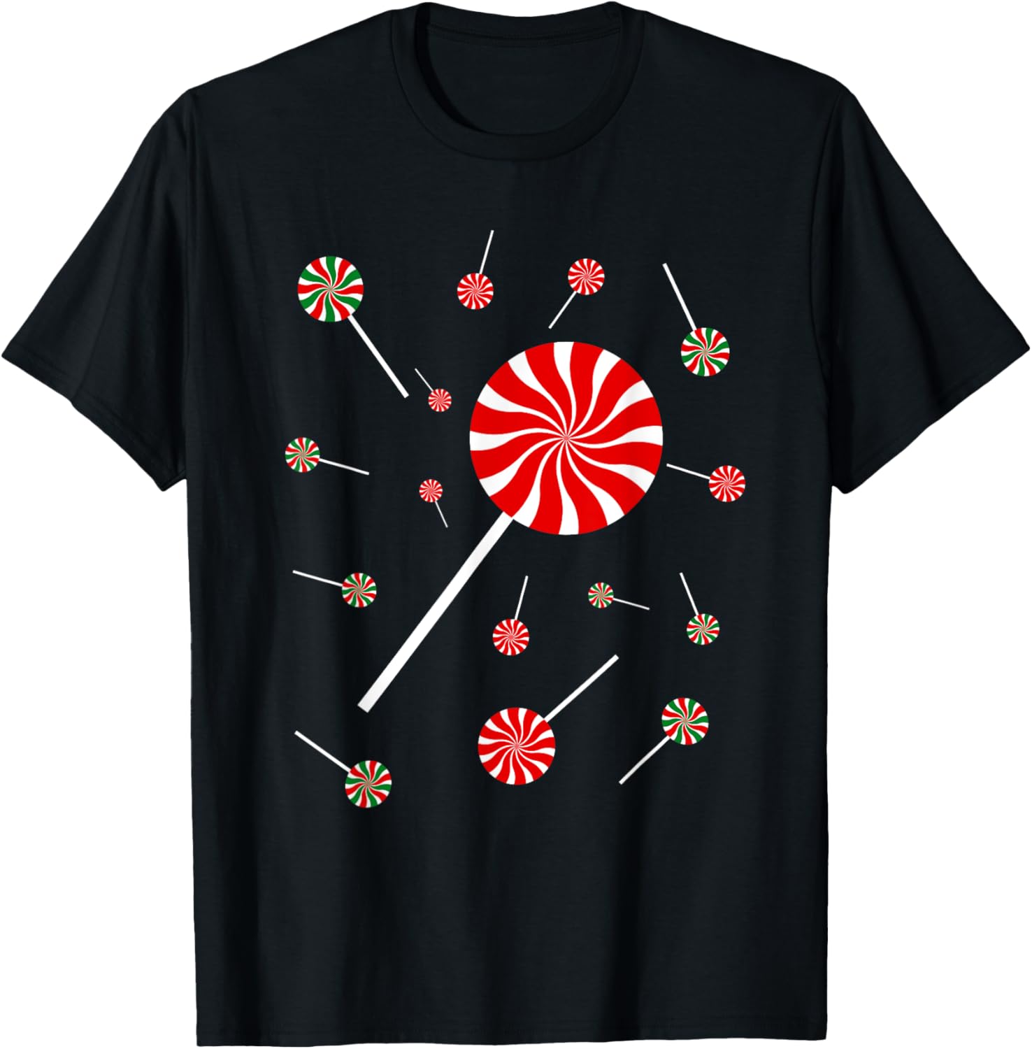 Christmas Peppermint Christmas Candy T-Shirt - T-Shirt | Black