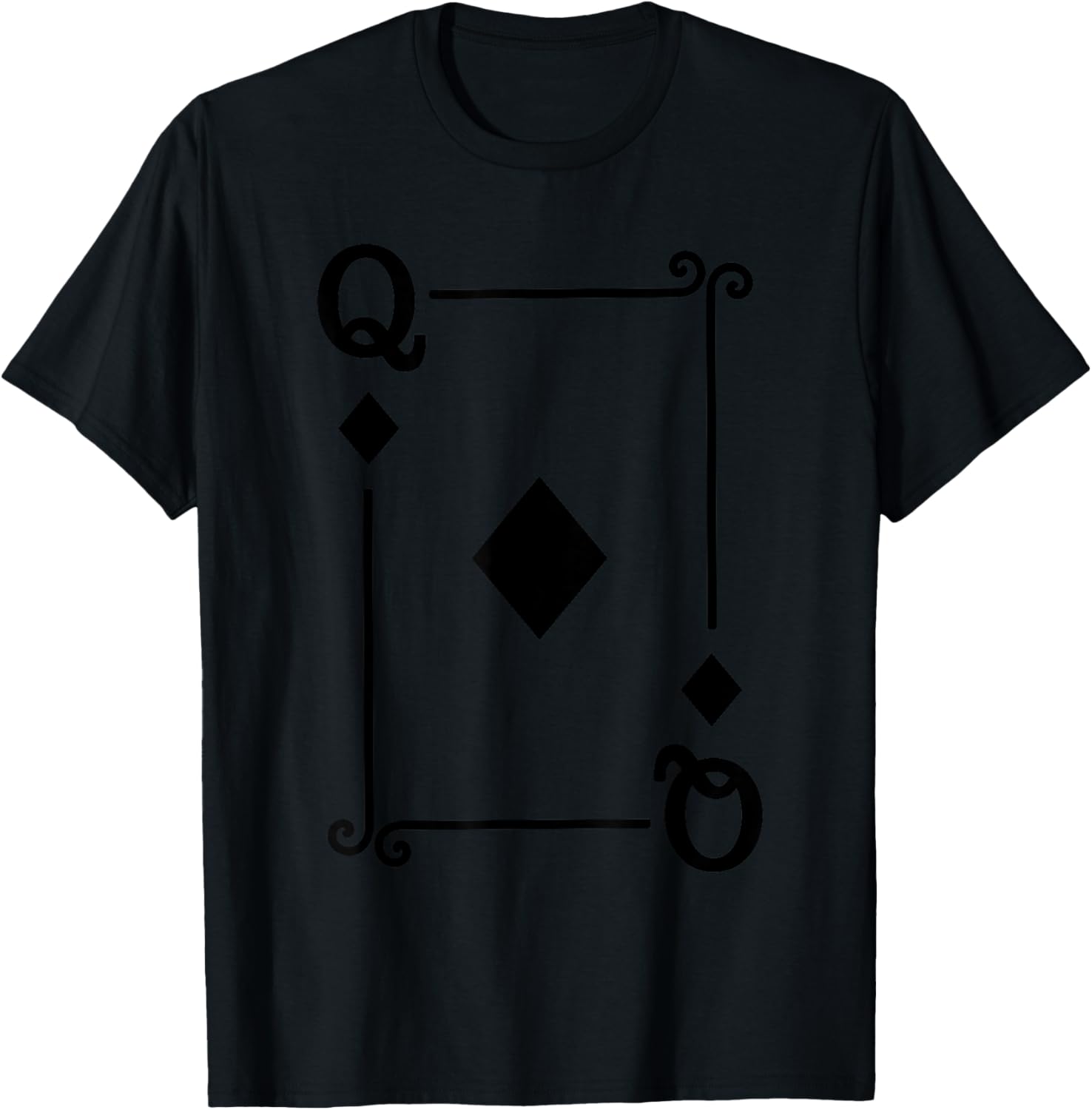 Playing Cards Costume - Queen Diamonds Card - Queen Card T-Shirt - T-Shirt | Black