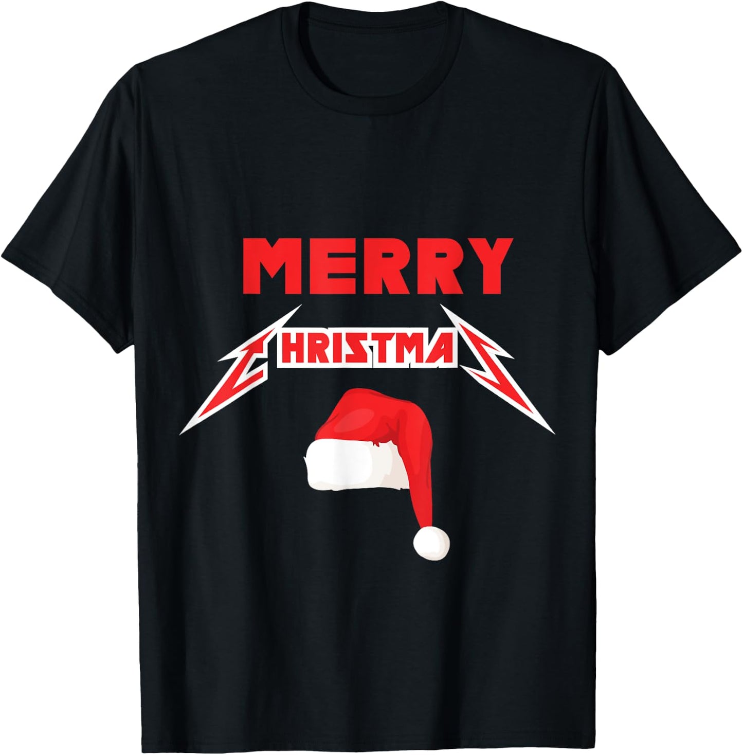 Rock 'n' Roll Merry Christmas Motif T-Shirt - T-Shirt | Black