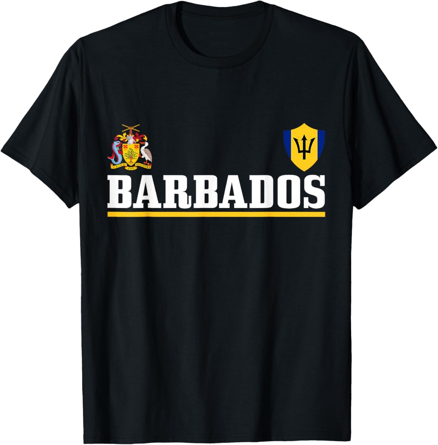 Barbados Heart Pride Soccer Sports Fan Jersey Bajan Flag T-Shirt - T-Shirt | Black
