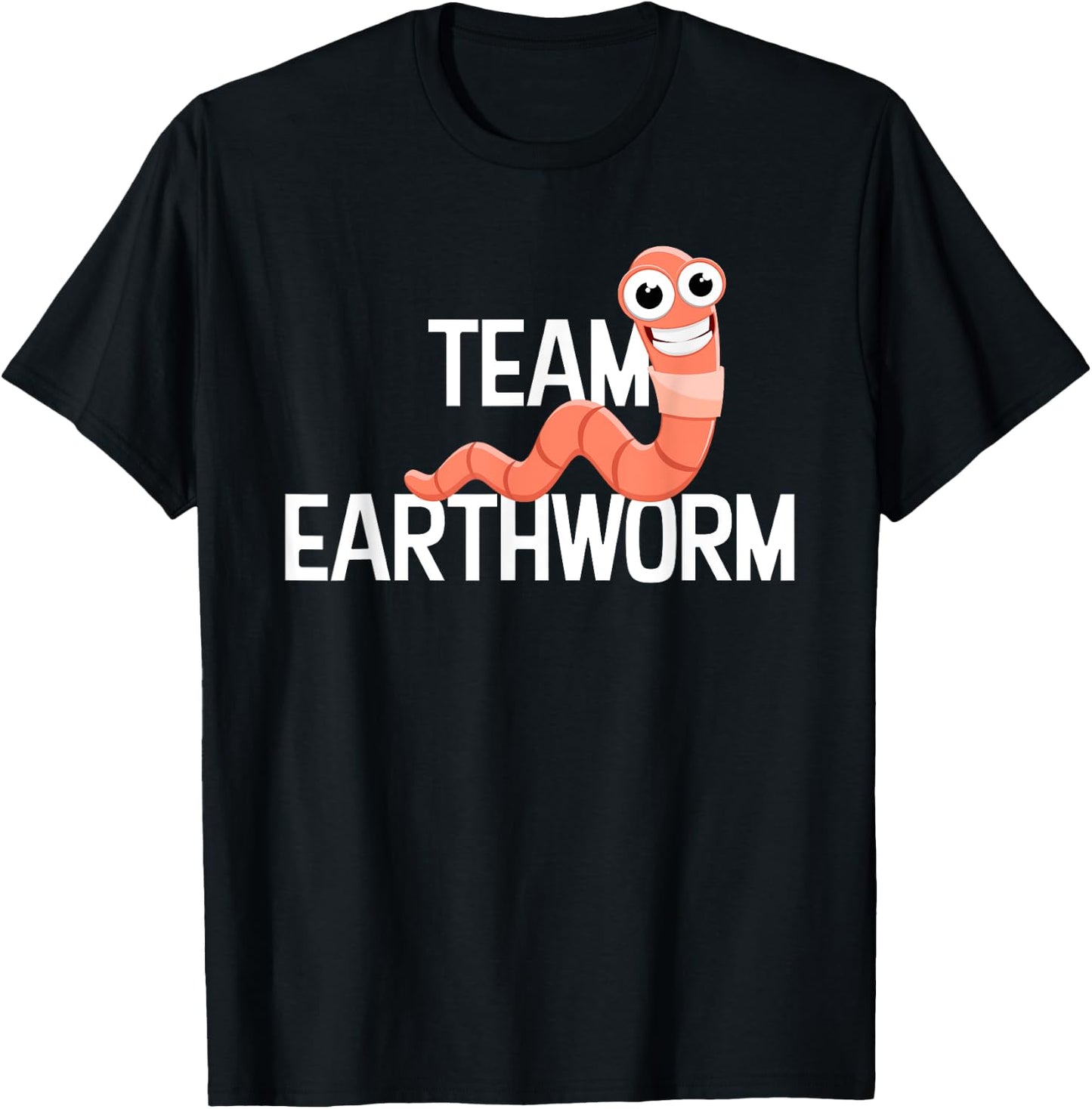 Team Earthworm Smile Worm Funny Graphic Novelty T-Shirt - T-Shirt | Black